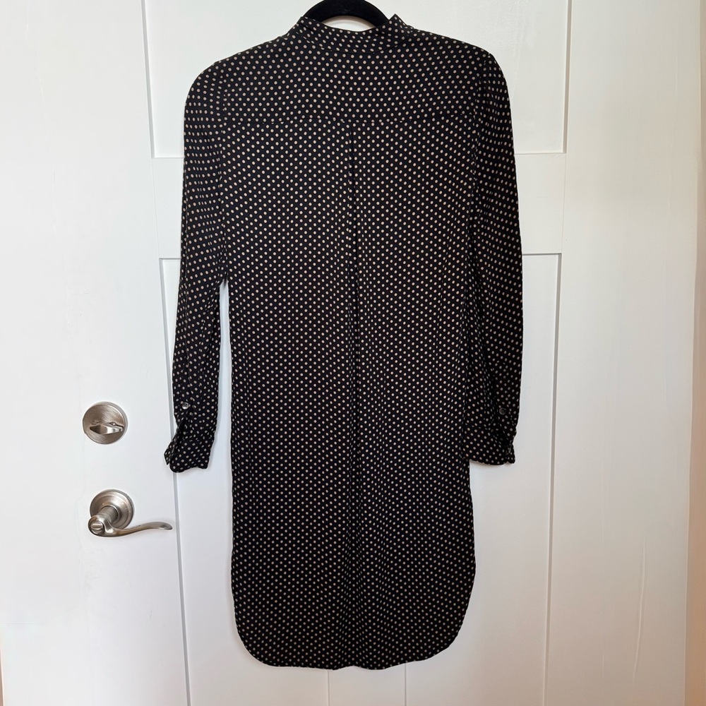 Madewell Black Tan Polka Dot Long Sleeve Tunic Shirt Dress Size XXS - Picture 7 of 15